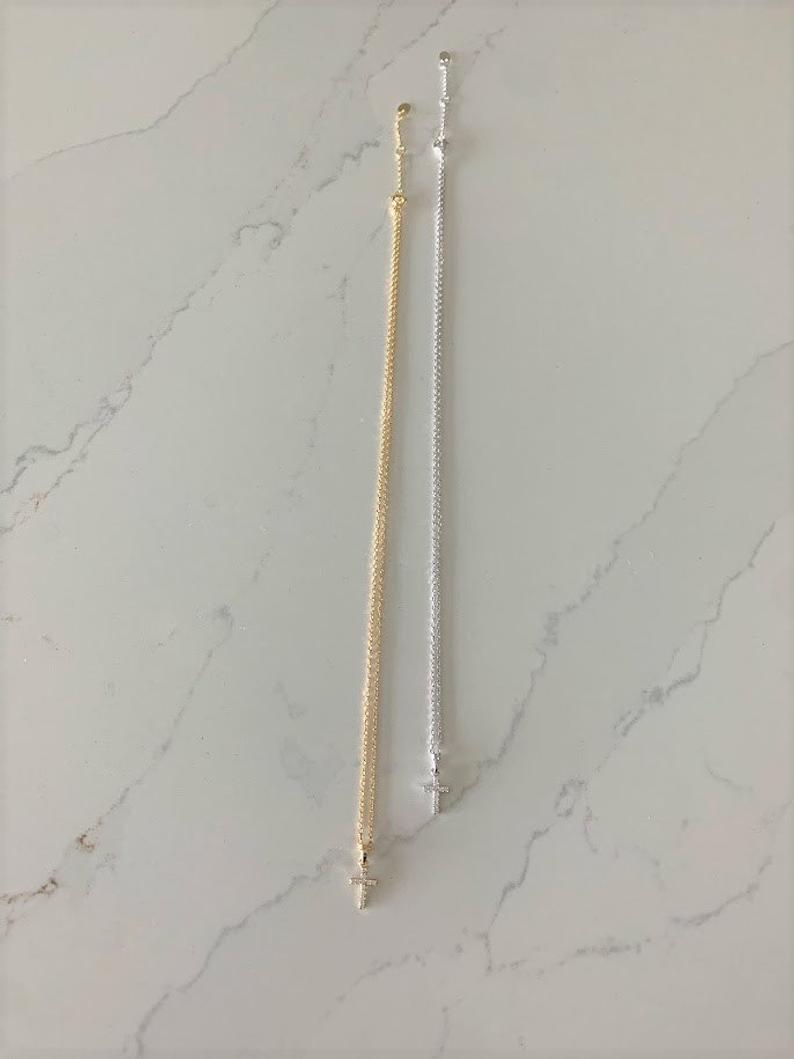 Dainty Cubic Zirconia Cross in Sterling