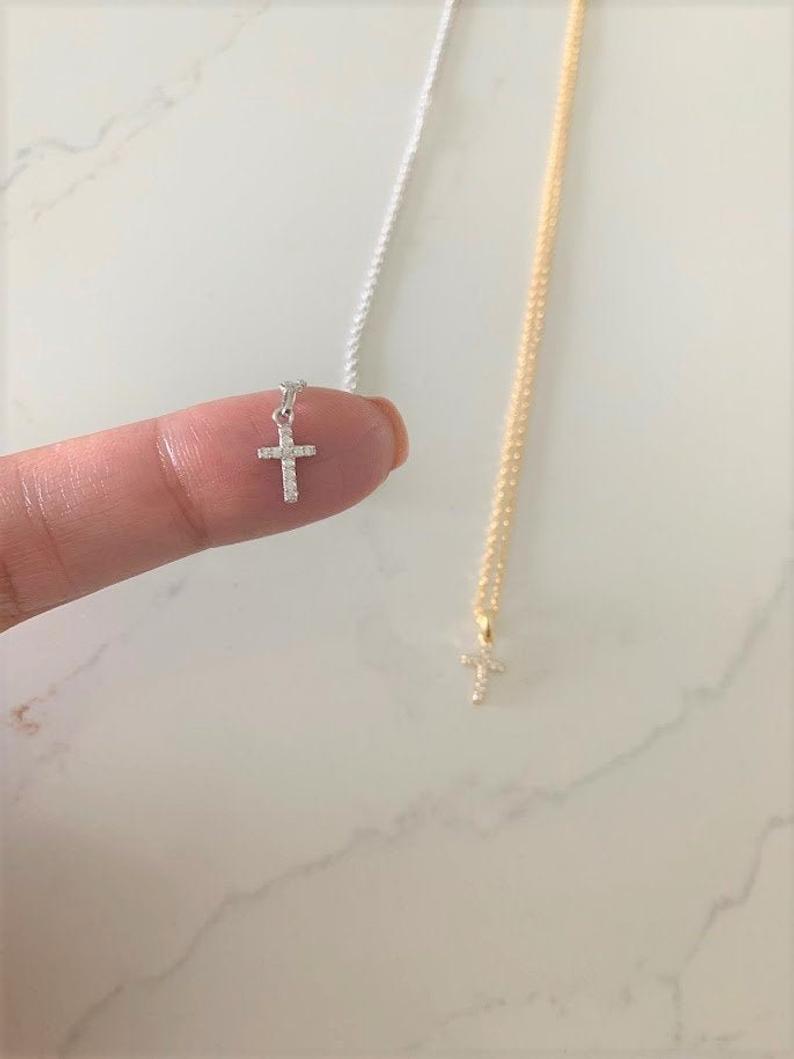 Dainty Cubic Zirconia Cross in Sterling