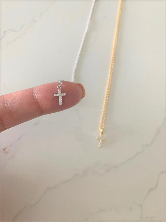 Dainty Cubic Zirconia Cross in Sterling