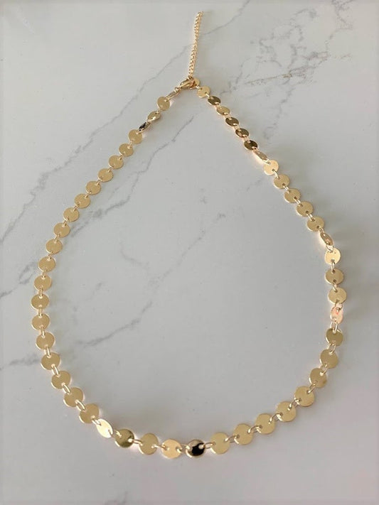 Gold Disc Choker Necklace in Gold-Filled