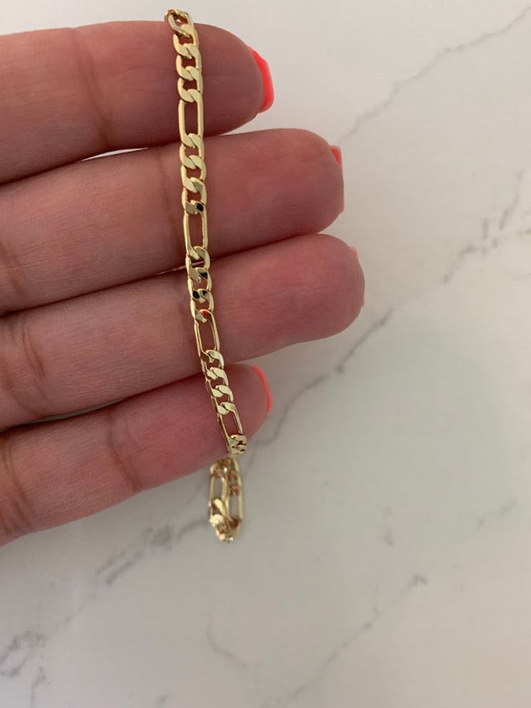 Gold Plated Figaro Link Bracelet 3MM