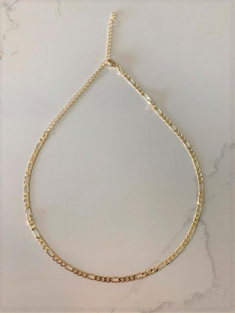 3MM Gold Flat Figaro Dainty Chain Necklace  | Gold-filled
