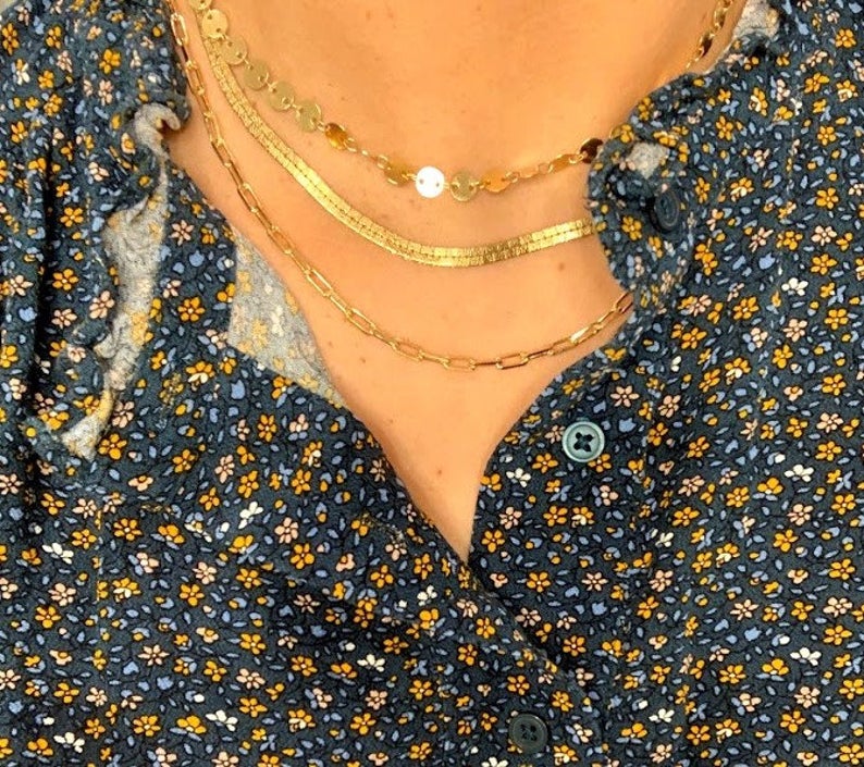 Gold Disc Choker Necklace in Gold-Filled