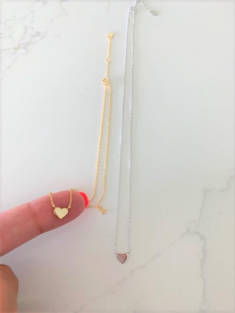 Heart Necklace Choker in Sterling Silver