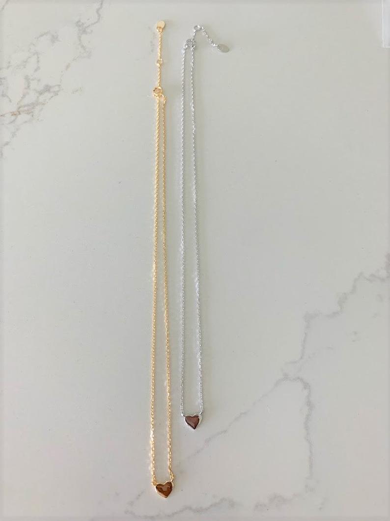 Heart Necklace Choker in Sterling Silver
