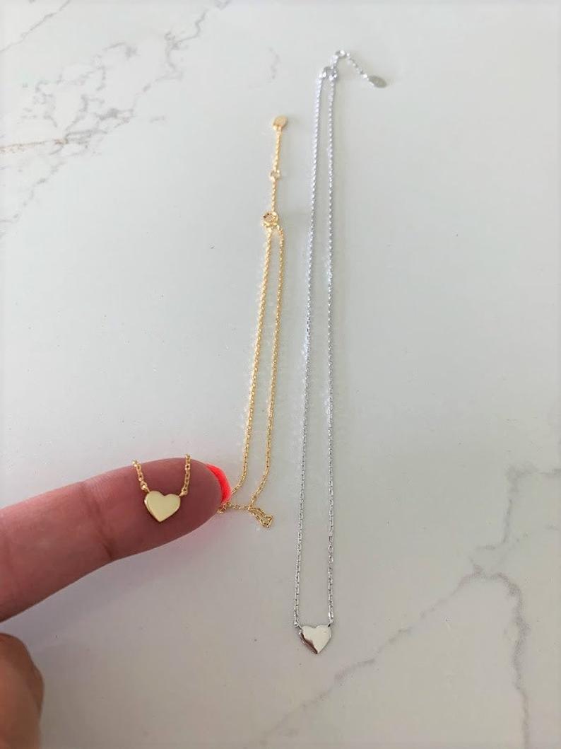 Heart Necklace Choker in Sterling Silver