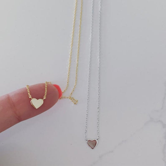 Heart Necklace Choker in Sterling Silver