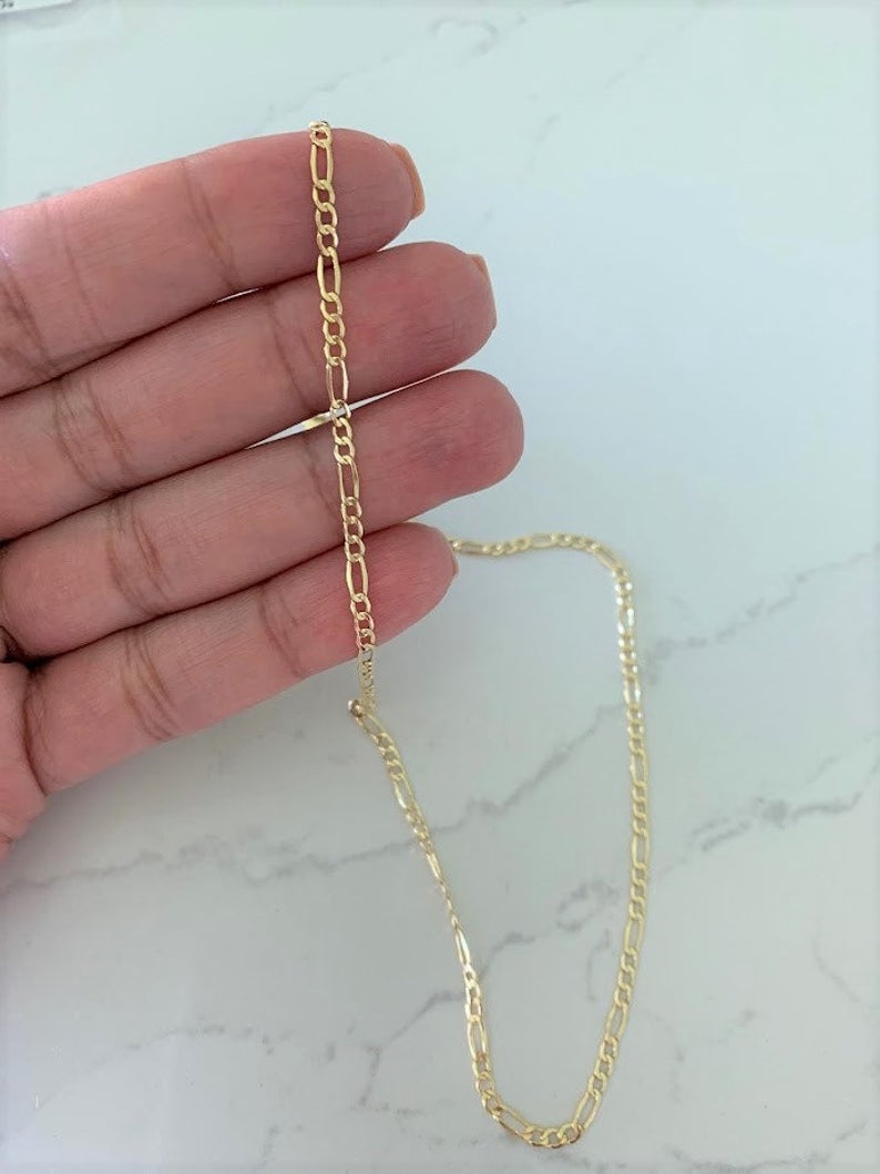 Kooljewelry 14K Yellow Gold Filled Solid 4.35 mm Figaro Necklace (16, 18, 20, 22, 24, 30 or 36 inch)