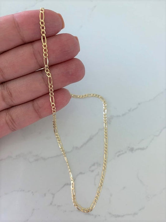 2.6MM 14K Yellow Gold Figaro Chain Necklace