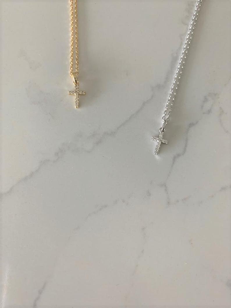 Dainty Cubic Zirconia Cross in Sterling