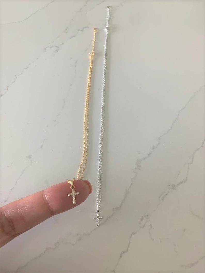 Dainty Cubic Zirconia Cross in Sterling