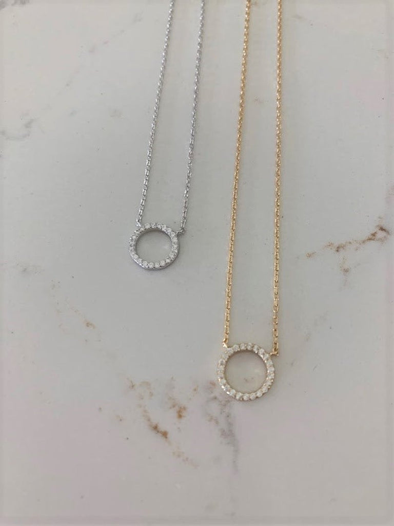 925 Sterling Silver Hollow Disc Necklace