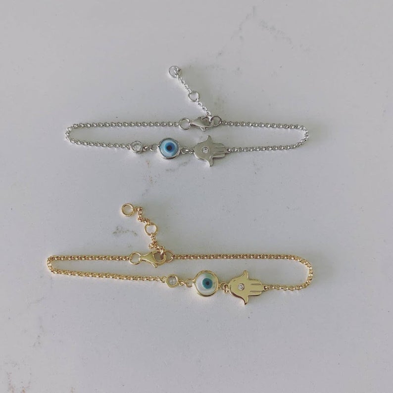 Evil Eye Hamsa Bracelet in Sterling Silver