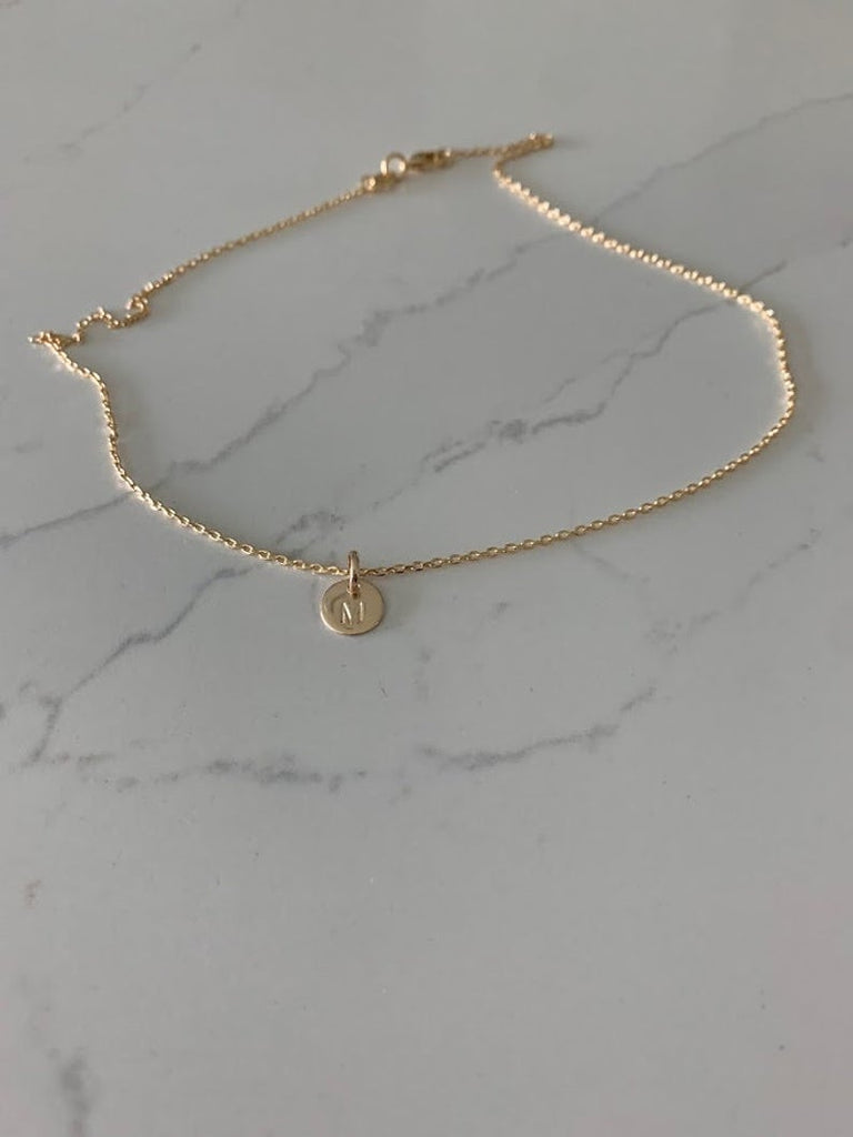 Dainty Disc Initial Disc Necklace
