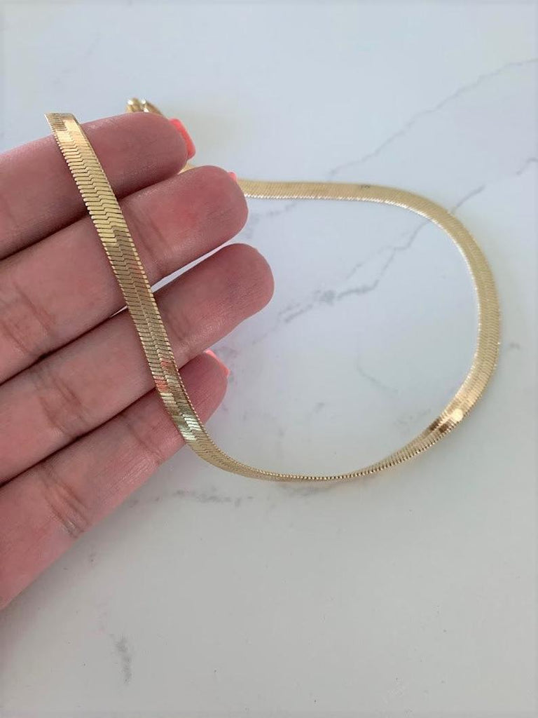 6MM Gold-filled Herringbone Necklace
