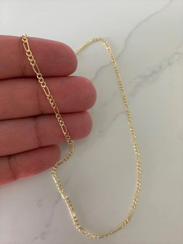 Dainty Solid 14K Yellow Gold Figaro Chain