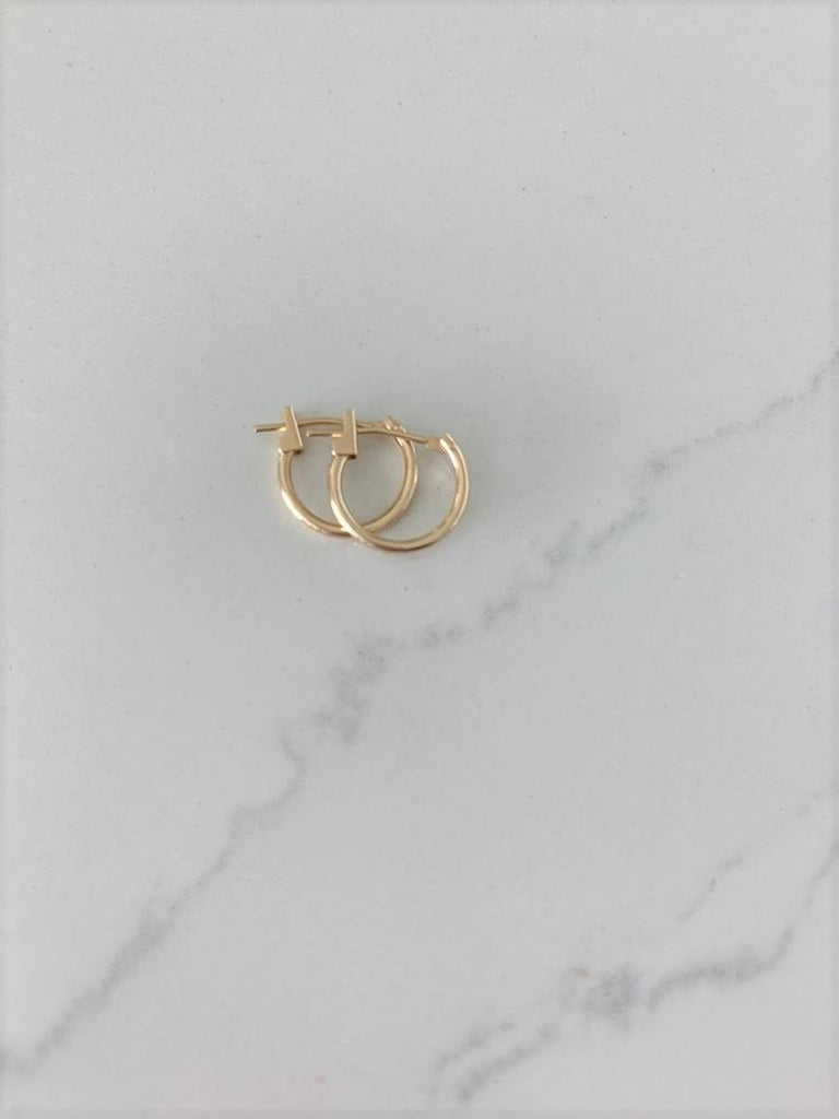 14K Solid Gold Dainty Hoops