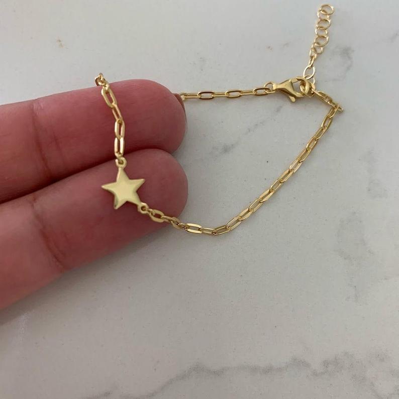 Gold Vermeil Paper Clip Star Bracelet