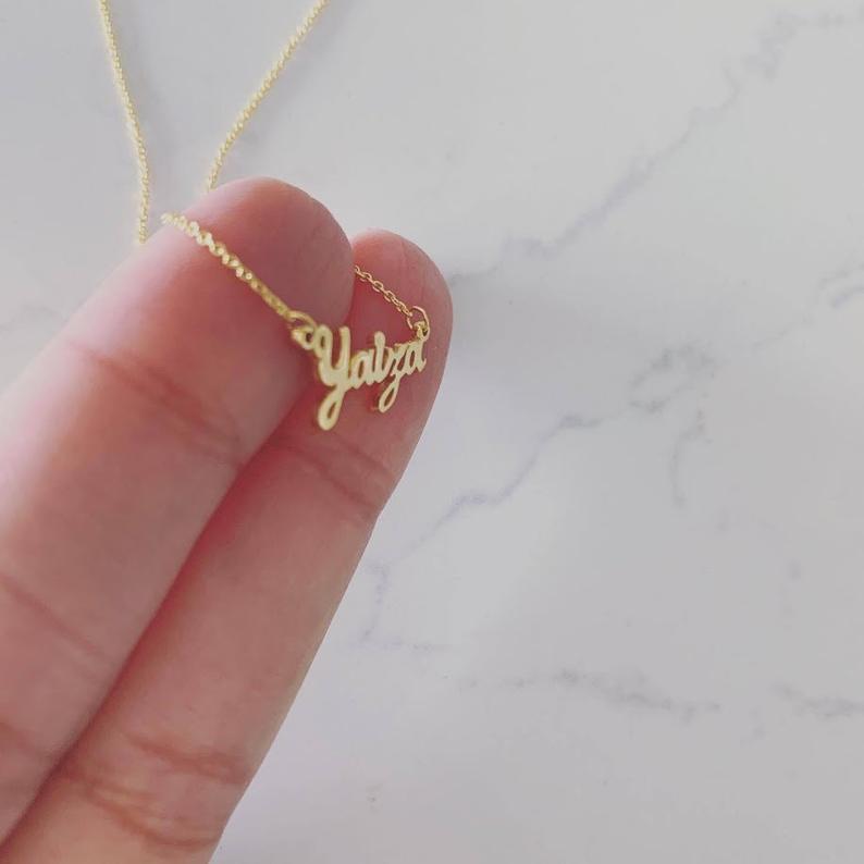 14K Solid Gold Personalized Name Necklace | Personalized Solid Gold Necklace