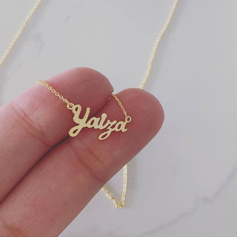 Qitian Custom Double Plated Heart Name Necklace For Women Personalized Gold  Stainless Steel Name Pendant Chain Jewelry Gift