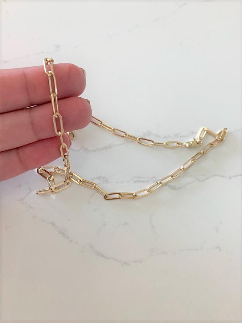 14K Gold Paperclip Chain Necklace
