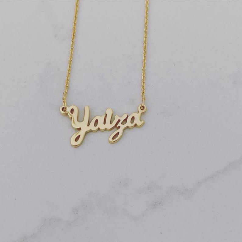 14K Solid Gold Personalized Name Necklace | Personalized Solid Gold Necklace