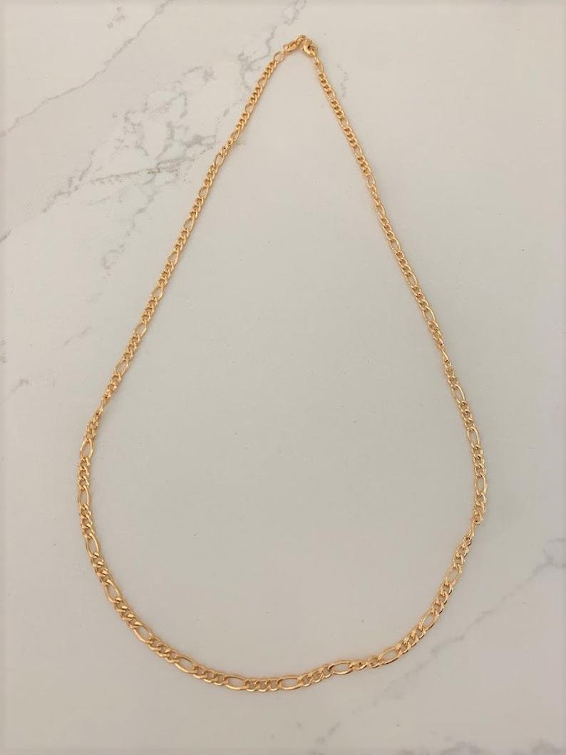 Curved Sequin Figaro Chain in Gold-Filled