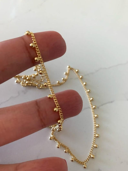 Beaded Chain Necklace Gold | Gold-filled