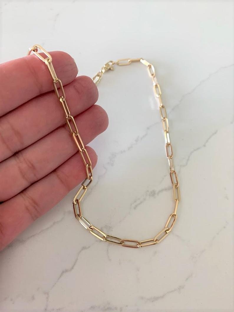 14K Gold Paperclip Chain Necklace