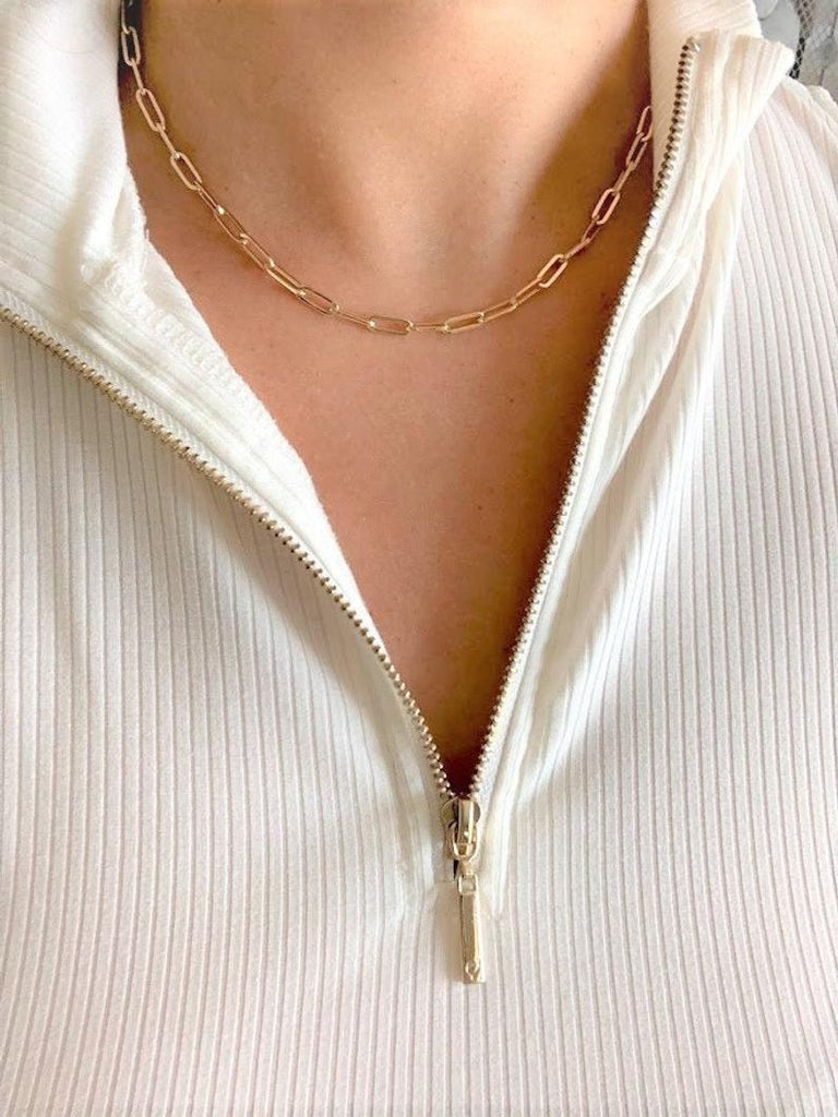 14K Gold Paperclip Chain Necklace