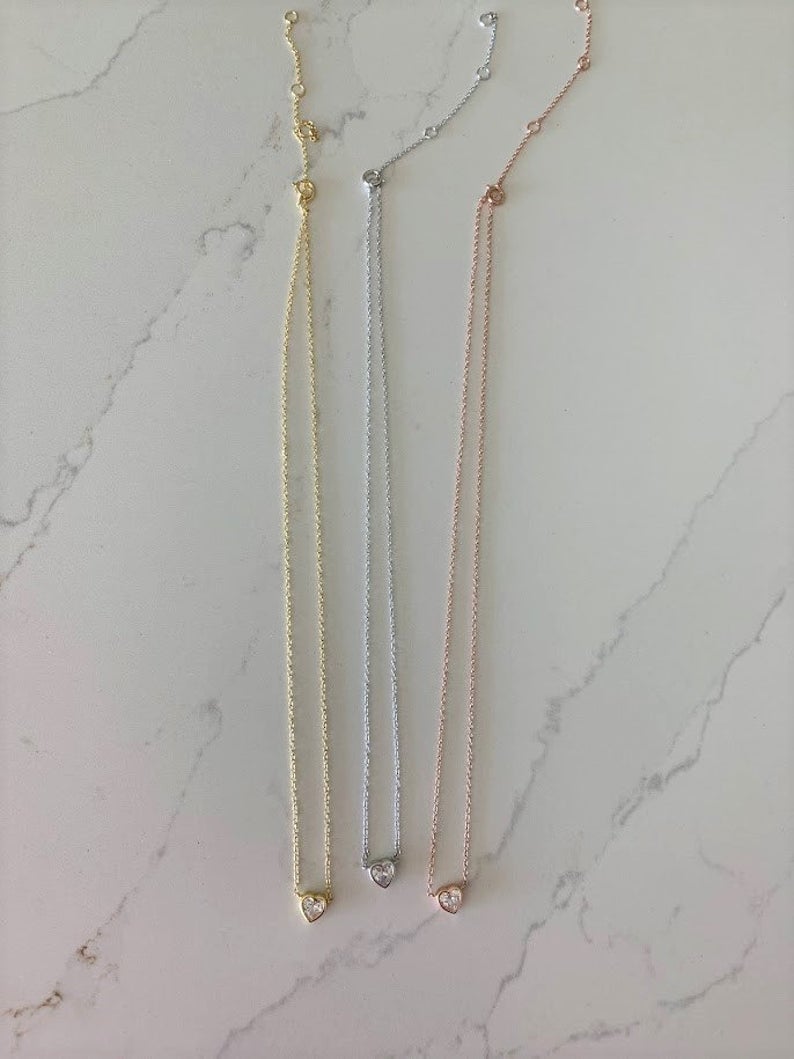 Heart Shaped Solitaire Necklace