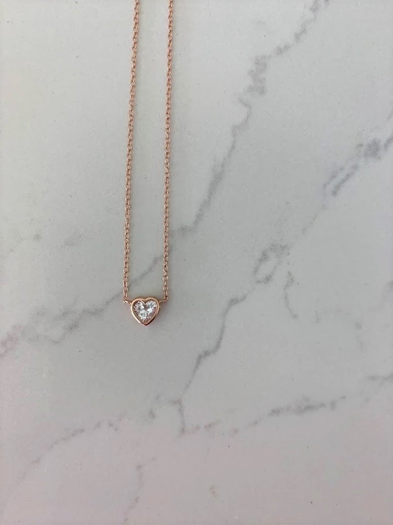 Heart Shaped Solitaire Necklace