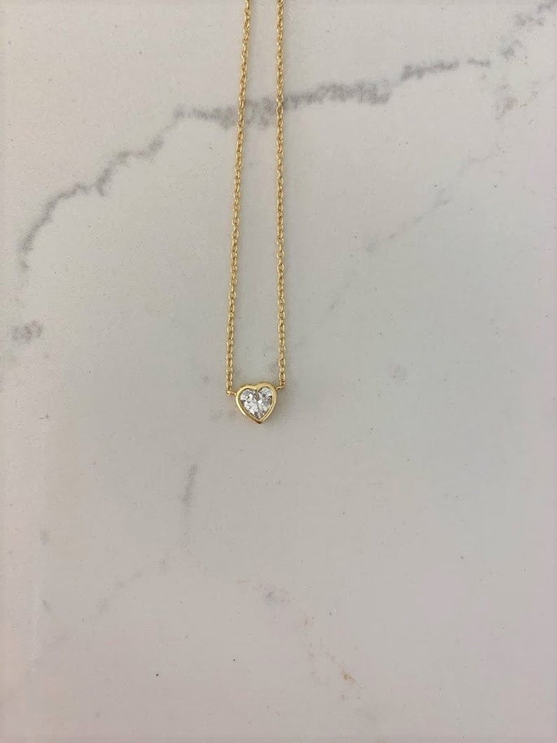 Heart Shaped Solitaire Necklace