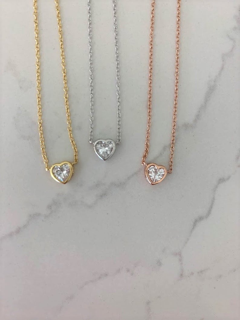 Heart Shaped Solitaire Necklace