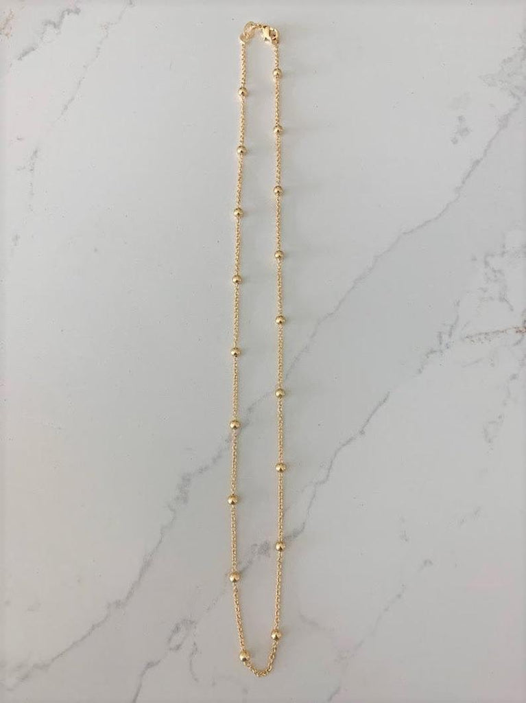 3MM Beaded Chain Necklace Gold-Filled