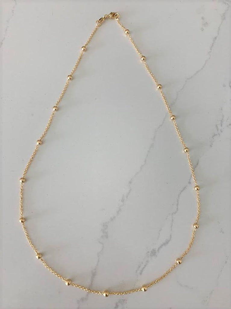 3MM Beaded Chain Necklace Gold-Filled