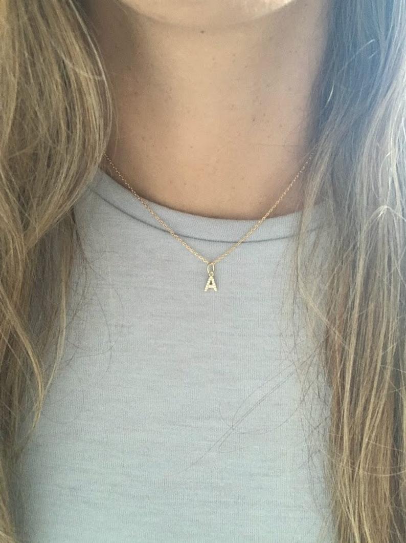 Dainty Pave Initial & Tiny Cable Chain