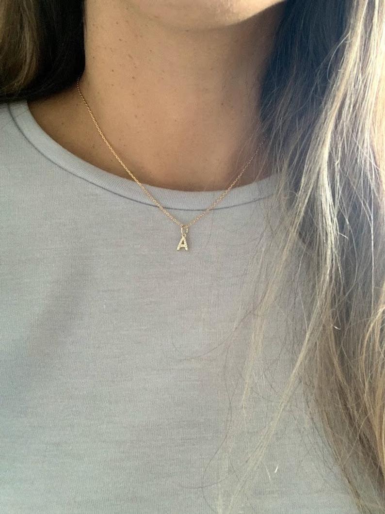 Dainty Pave Initial & Tiny Cable Chain