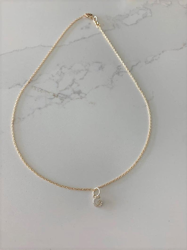 Dainty Pave Initial & Tiny Cable Chain