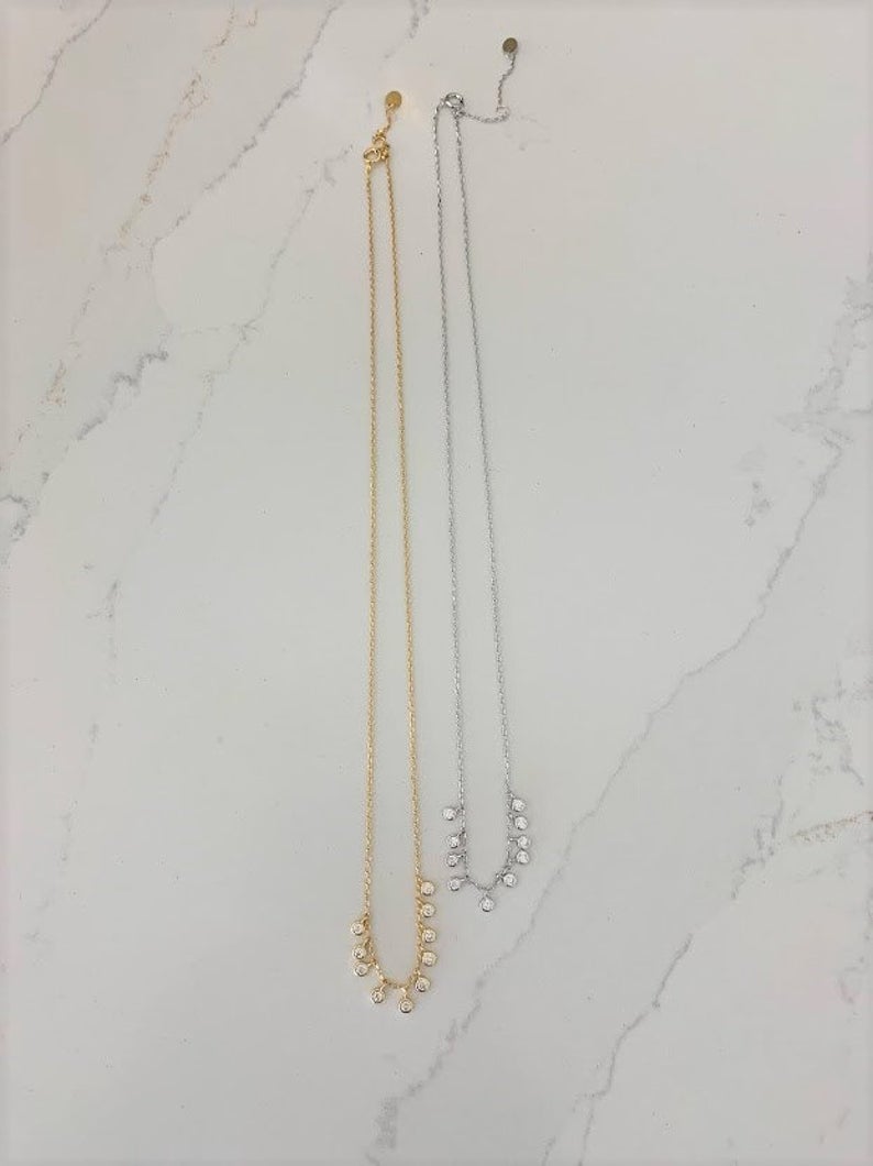Multiple Bezel 925 Sterling Silver Necklace