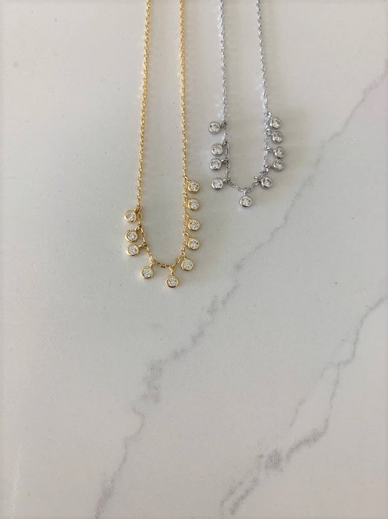 Multiple Bezel 925 Sterling Silver Necklace