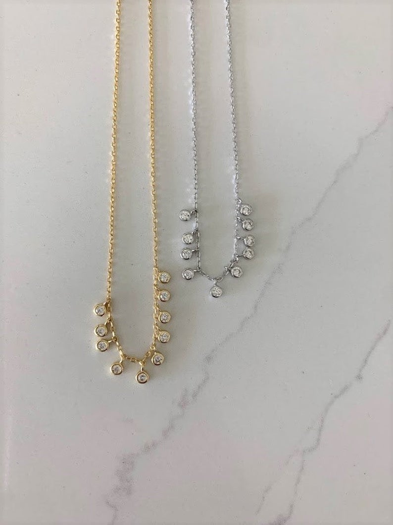Multiple Bezel 925 Sterling Silver Necklace