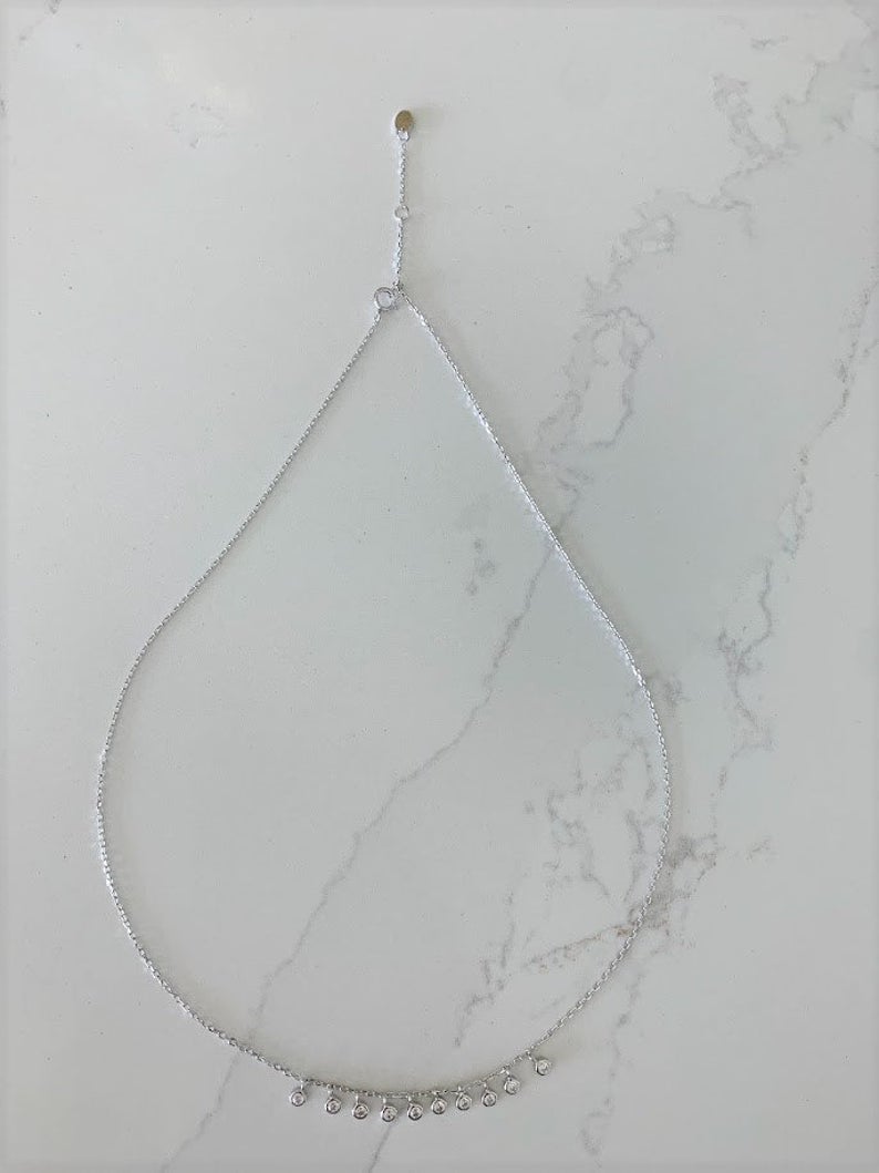 Multiple Bezel 925 Sterling Silver Necklace