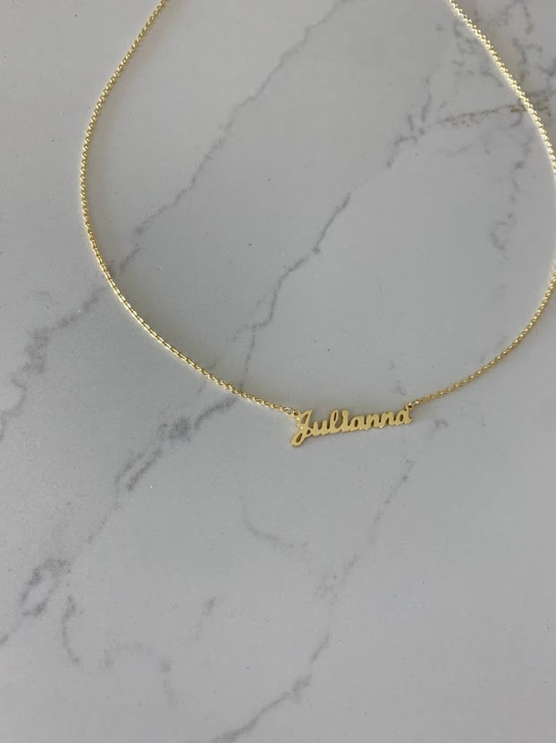 Dainty Personalized Name Necklace in Sterling Silver or Gold Vermeil