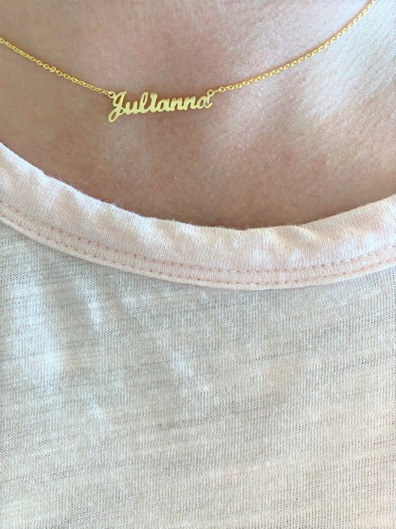 Dainty Personalized Name Necklace in Sterling Silver or Gold Vermeil