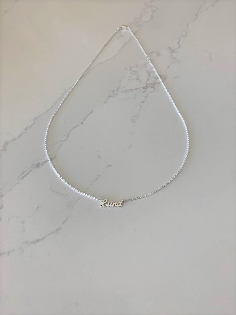 Dainty Personalized Name Necklace in Sterling Silver or Gold Vermeil