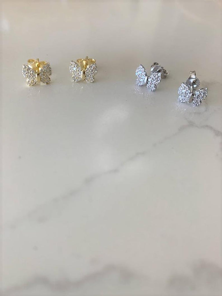9MM Pave Butterflies in Sterling Silver