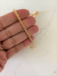 3.5MM Rope Necklace Skinny Rope Necklace Chain 18K Gold Filled Chain Choker Necklace  Rope Choker Gold Roper Choker Twisted Necklace 
