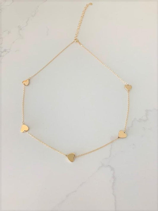 925 Sterling Silver Heart Choker Necklace