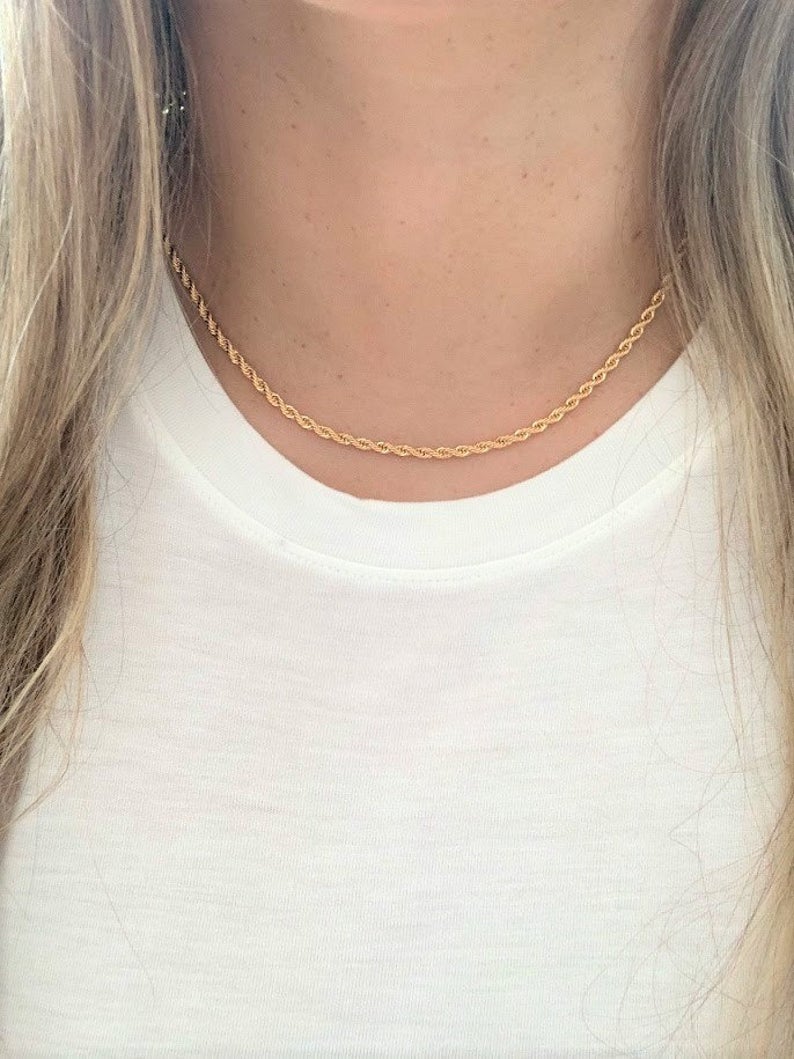 Women Gold Necklace Chain Twist Rope Choker Link Stainless Steel 16-36 inch  Gift | eBay
